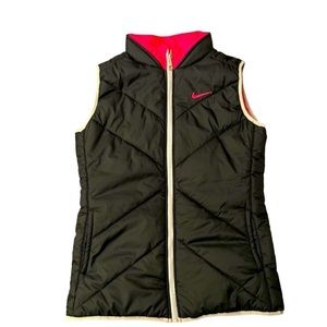 NIKE womens reversible puffer vest size M , pink puffer vest